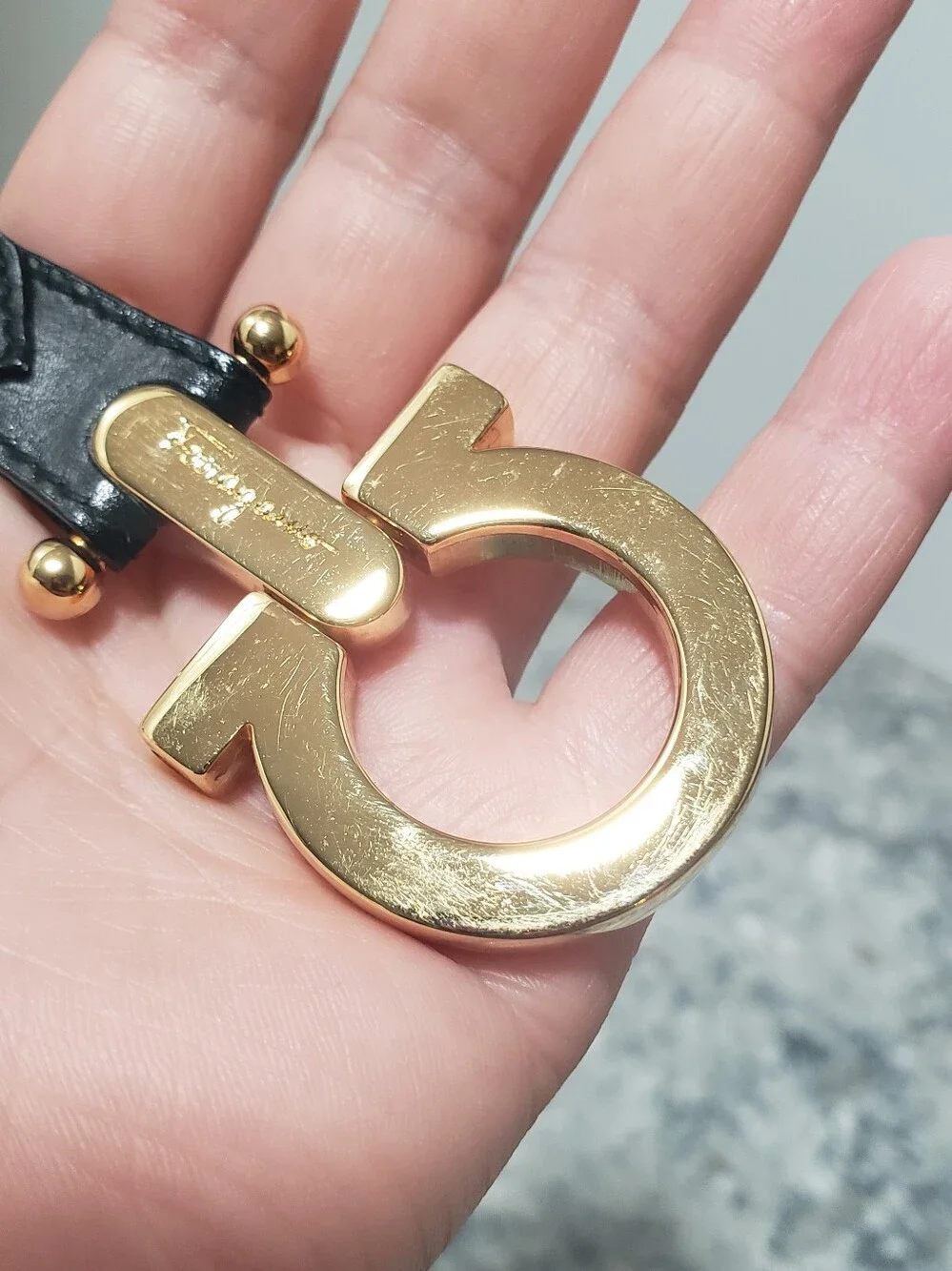 Salvatore Ferragamo Gancini Leather Keychain